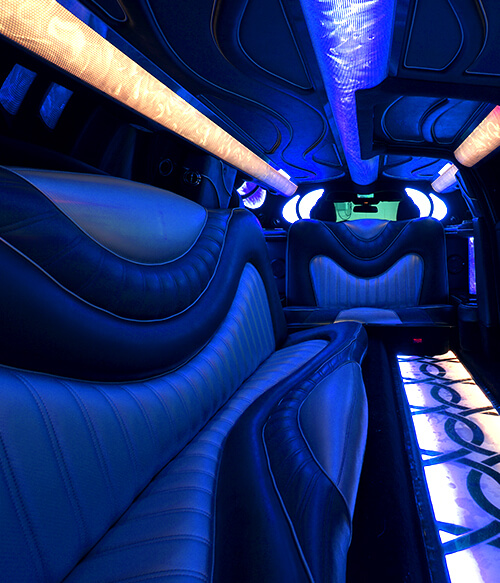 blue limo interior