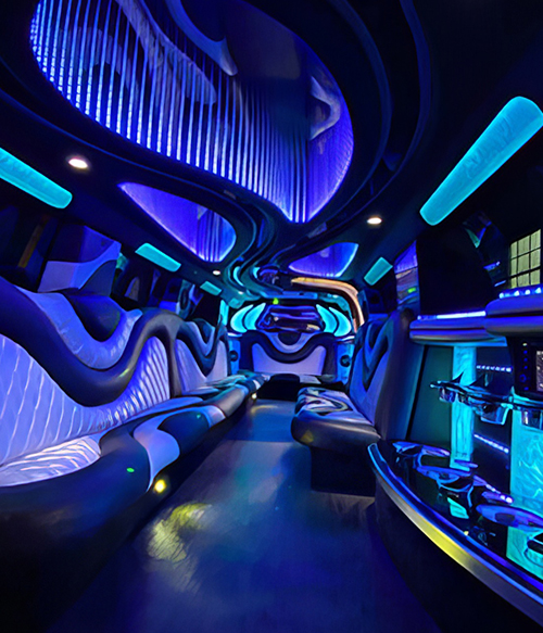 bar area on a limo